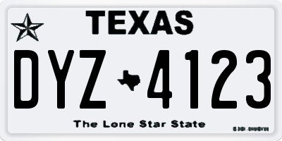 TX license plate DYZ4123