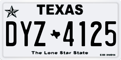TX license plate DYZ4125