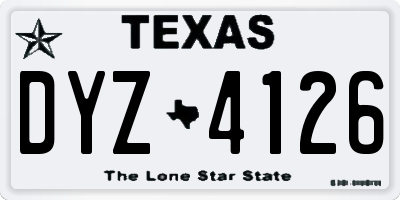 TX license plate DYZ4126