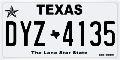TX license plate DYZ4135
