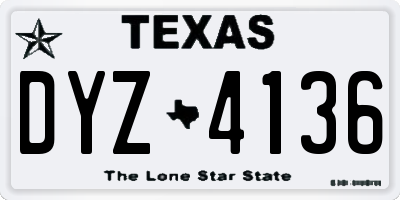 TX license plate DYZ4136