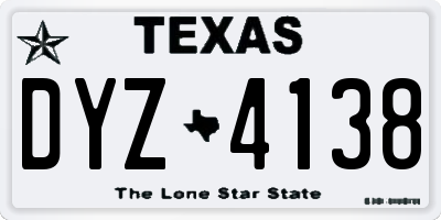 TX license plate DYZ4138