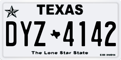 TX license plate DYZ4142