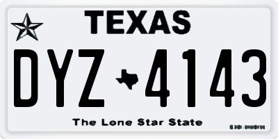 TX license plate DYZ4143