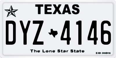 TX license plate DYZ4146