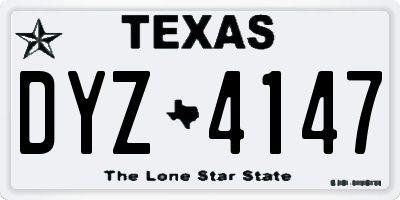 TX license plate DYZ4147