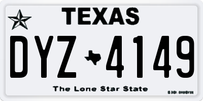 TX license plate DYZ4149