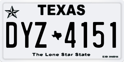 TX license plate DYZ4151