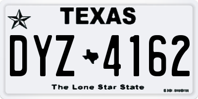 TX license plate DYZ4162