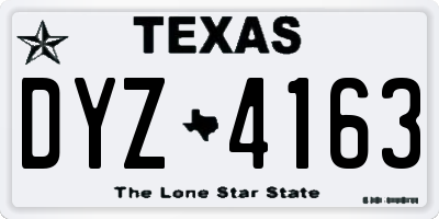 TX license plate DYZ4163