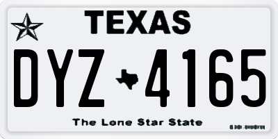 TX license plate DYZ4165