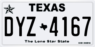 TX license plate DYZ4167
