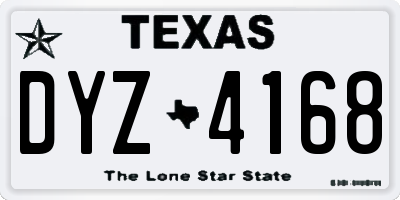 TX license plate DYZ4168
