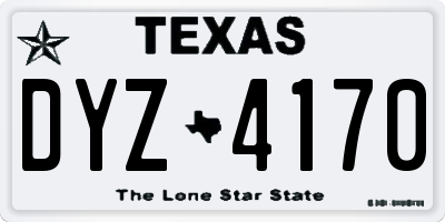 TX license plate DYZ4170
