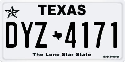 TX license plate DYZ4171