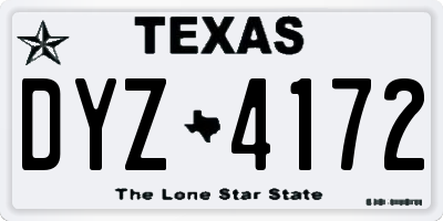 TX license plate DYZ4172