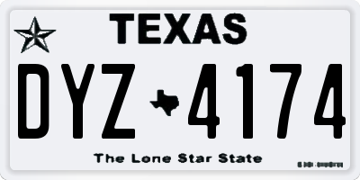 TX license plate DYZ4174
