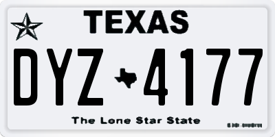 TX license plate DYZ4177