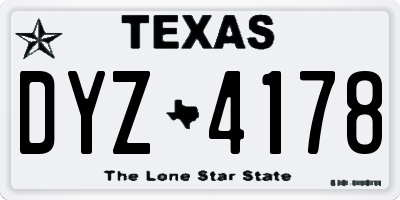 TX license plate DYZ4178