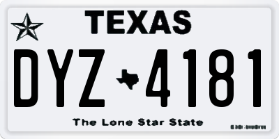 TX license plate DYZ4181