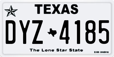 TX license plate DYZ4185