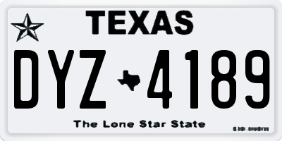 TX license plate DYZ4189