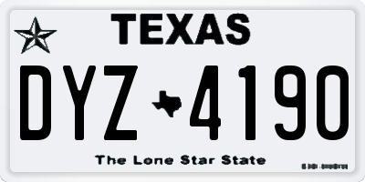TX license plate DYZ4190