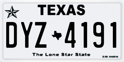 TX license plate DYZ4191