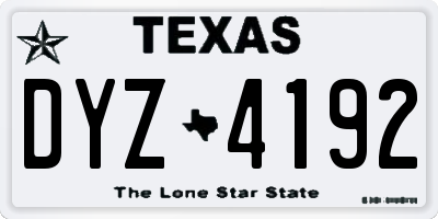 TX license plate DYZ4192