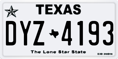 TX license plate DYZ4193