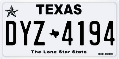 TX license plate DYZ4194
