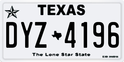 TX license plate DYZ4196