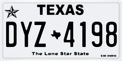 TX license plate DYZ4198