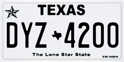 TX license plate DYZ4200