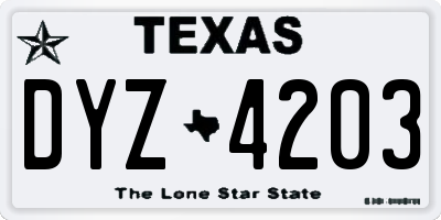 TX license plate DYZ4203