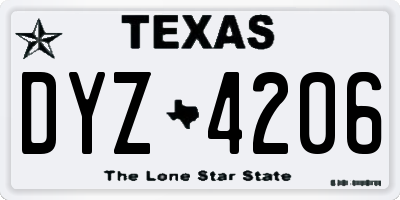 TX license plate DYZ4206
