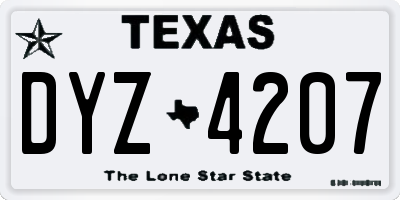 TX license plate DYZ4207
