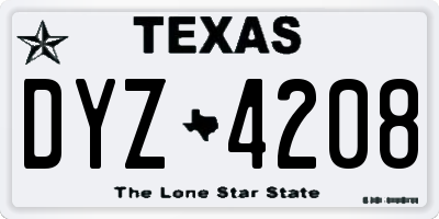TX license plate DYZ4208