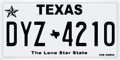 TX license plate DYZ4210