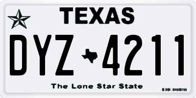 TX license plate DYZ4211
