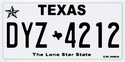 TX license plate DYZ4212