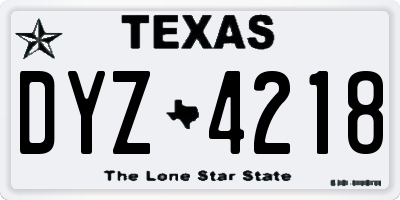 TX license plate DYZ4218