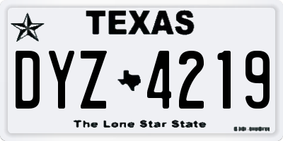 TX license plate DYZ4219