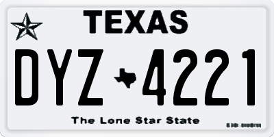 TX license plate DYZ4221