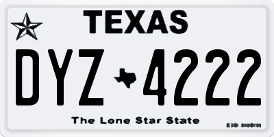 TX license plate DYZ4222