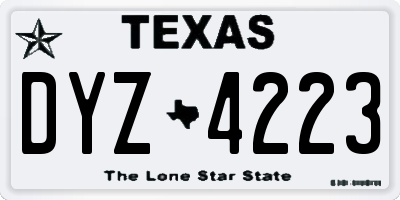 TX license plate DYZ4223