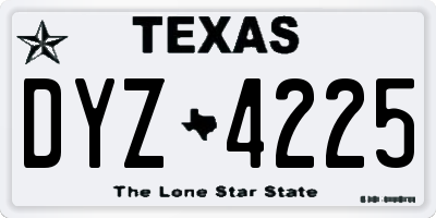 TX license plate DYZ4225