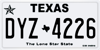 TX license plate DYZ4226
