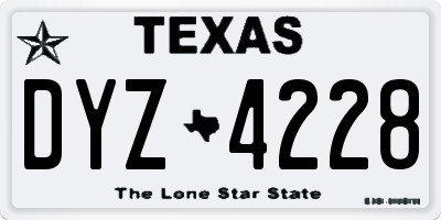 TX license plate DYZ4228