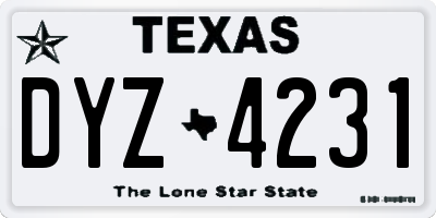 TX license plate DYZ4231